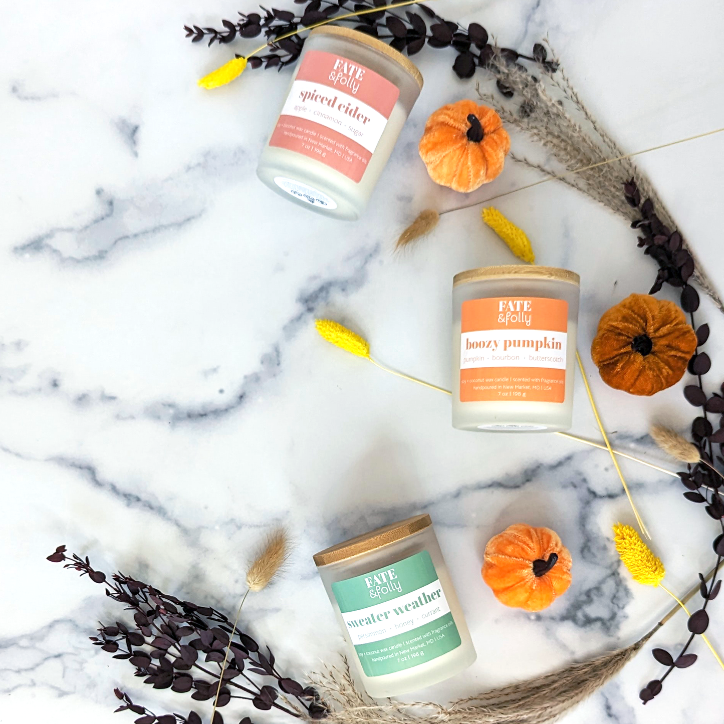Premium Soy + Coconut Wax Candle with Wood Wick - Boozy Pumpkin