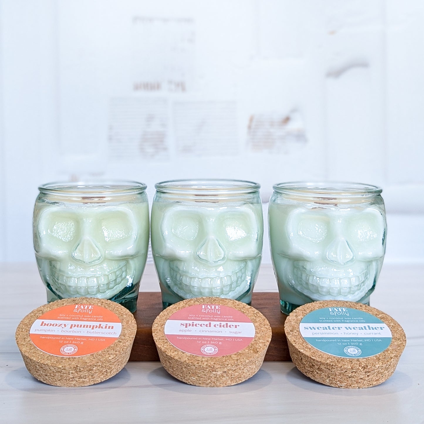 Skull - Premium Soy + Coconut Wax Candle with Wood Wick - Spiced Cider