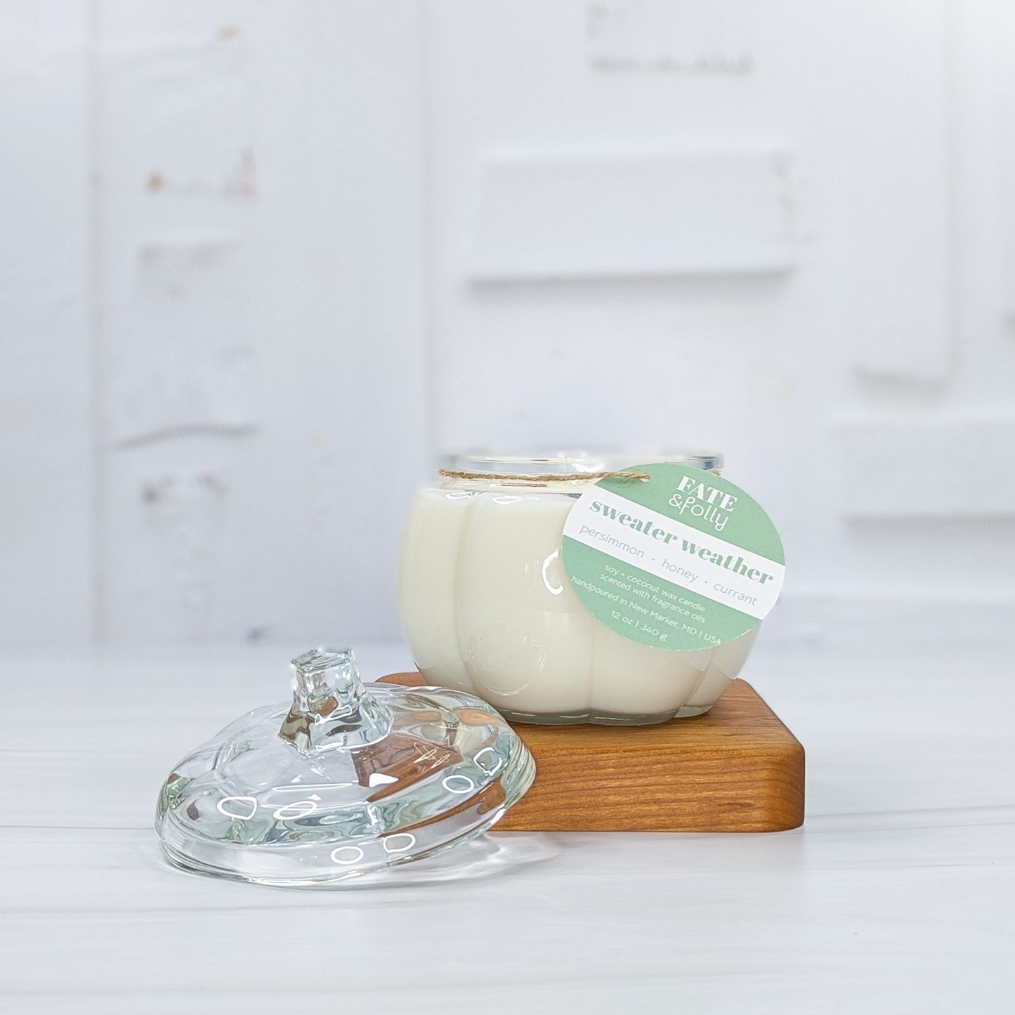 15oz Pumpkin - Premium Soy + Coconut Wax Candle with Wood Wick - Sweater Weather