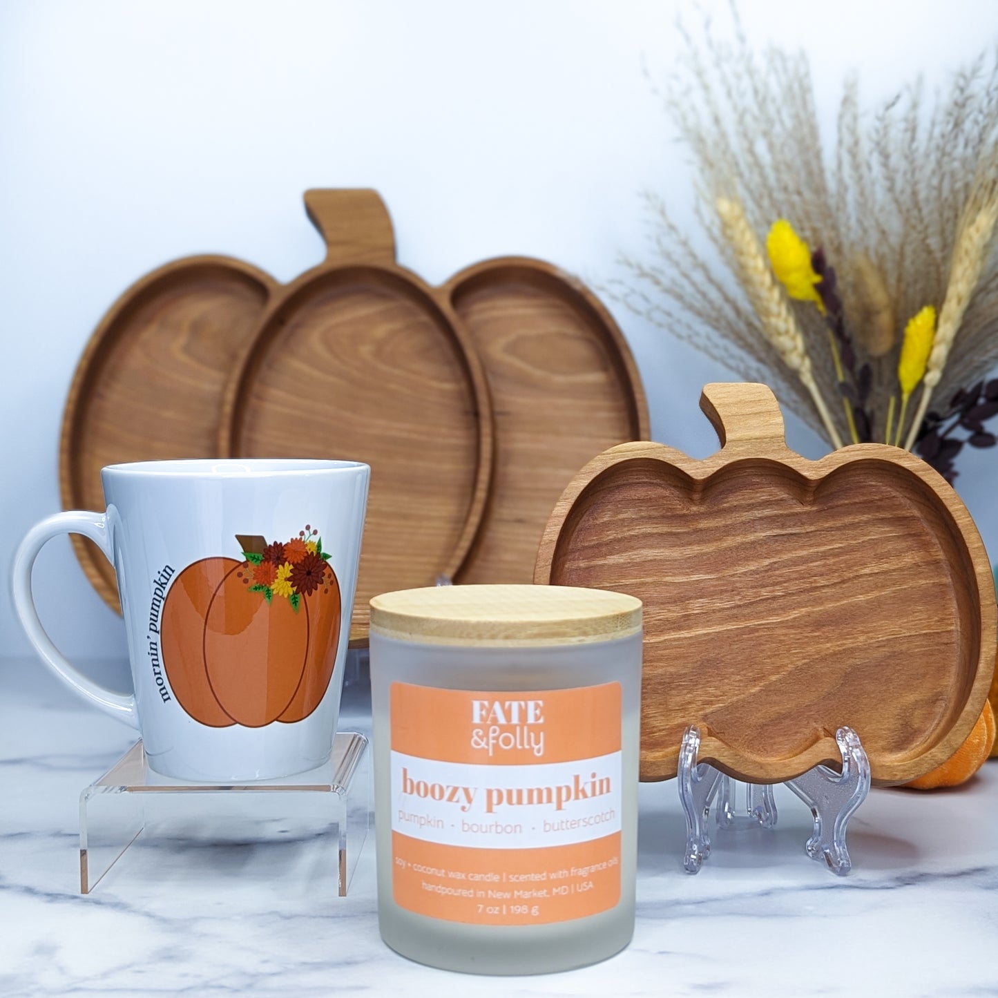 Cherry Hardwood Tray - Pumpkin- Large