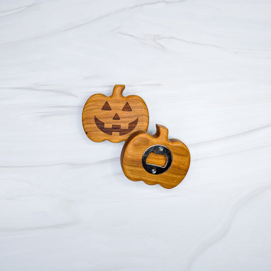 Cherry Hardwood Bottle Opener - Jack O' Lantern