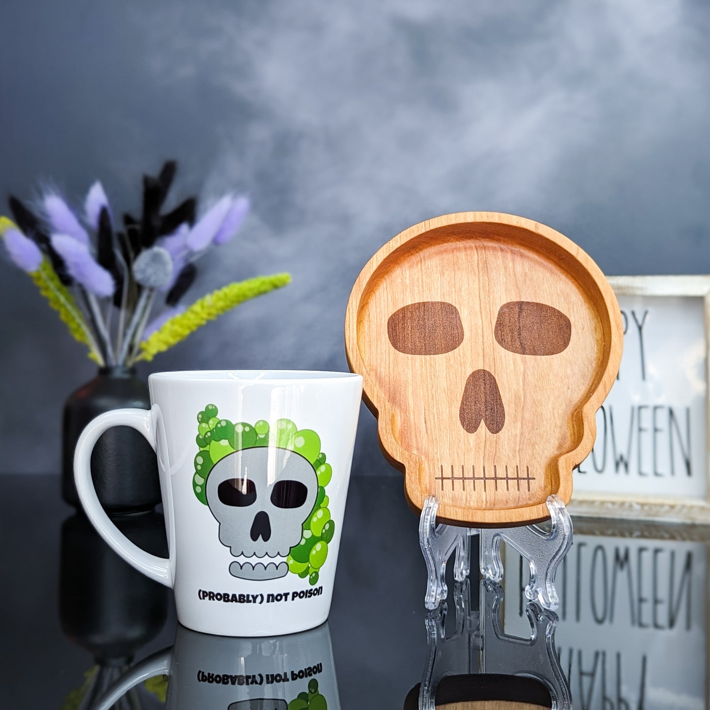 12oz Ceramic Latte Mug - Skull