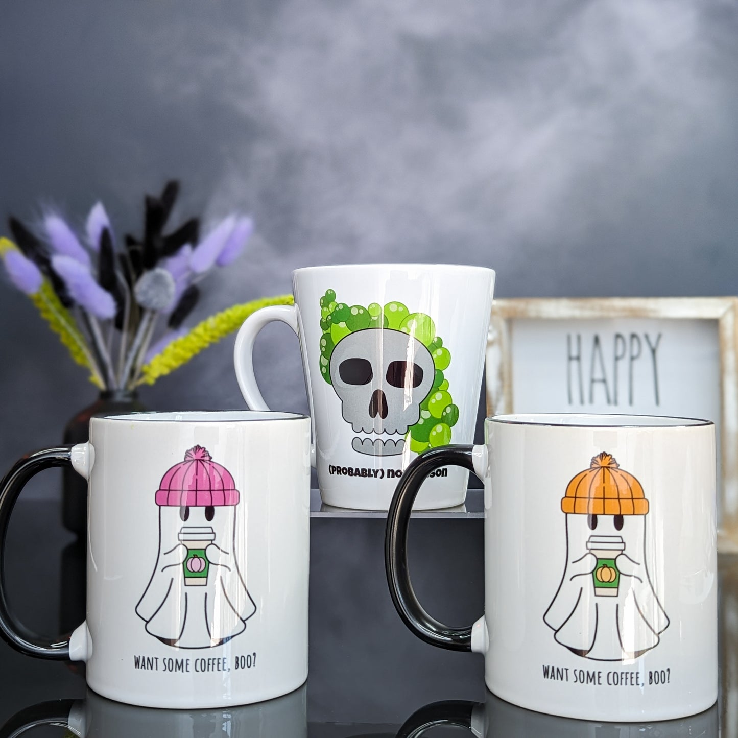 12oz Ceramic Latte Mug - Skull