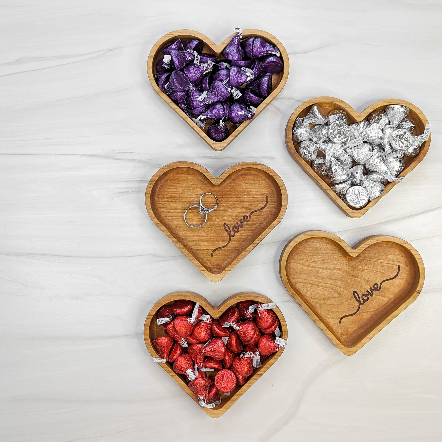 Cherry Hardwood Tray - Heart