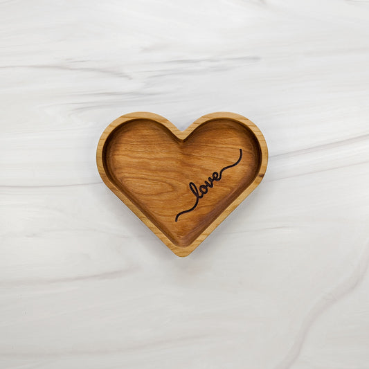 Cherry Hardwood Tray - Heart