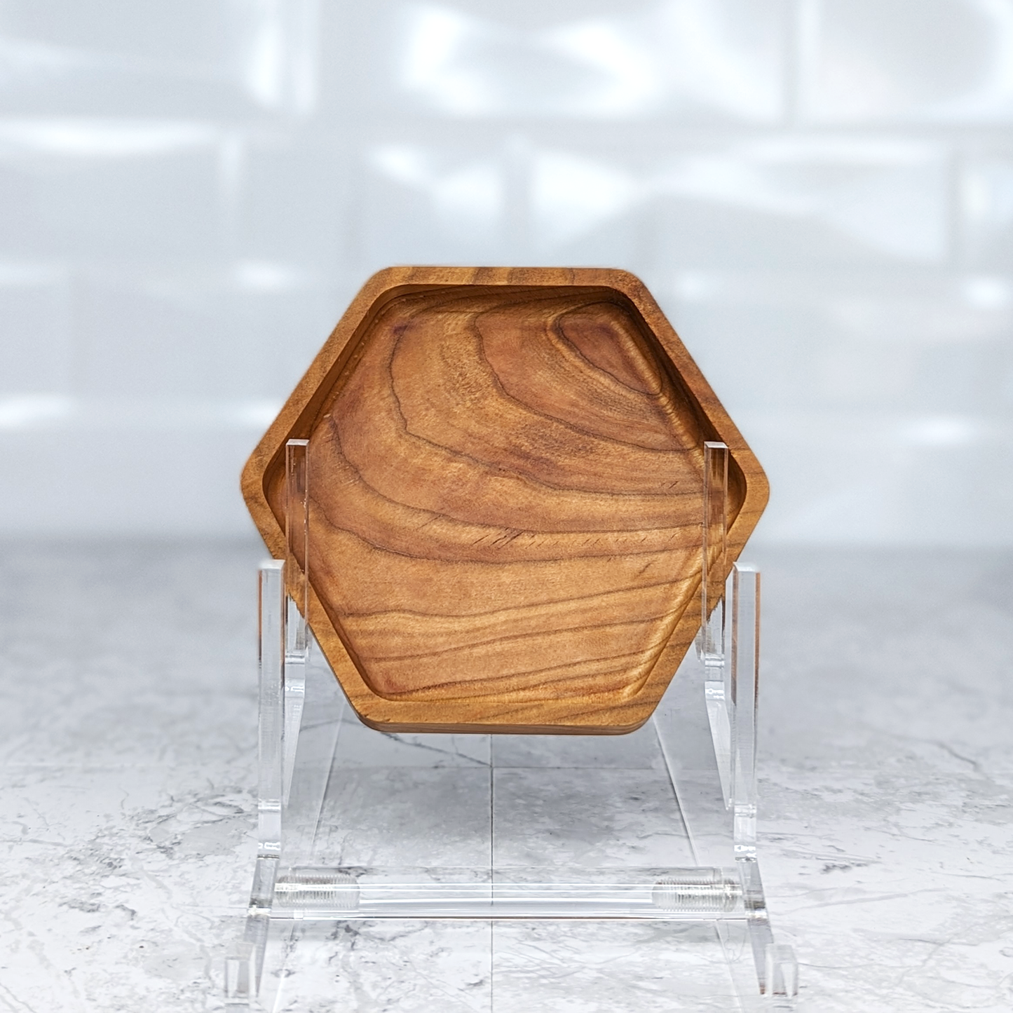 Cherry Hardwood Tray - Hexagon