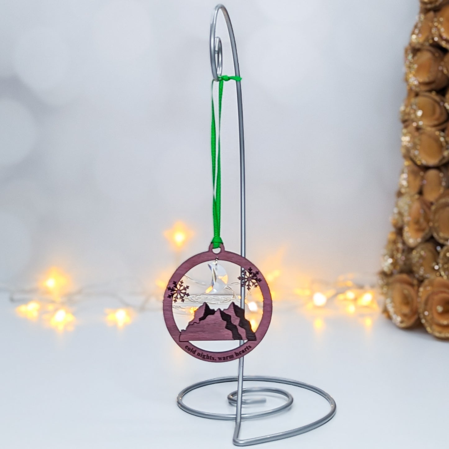 Purple Heart Hardwood Ornament - Mountains
