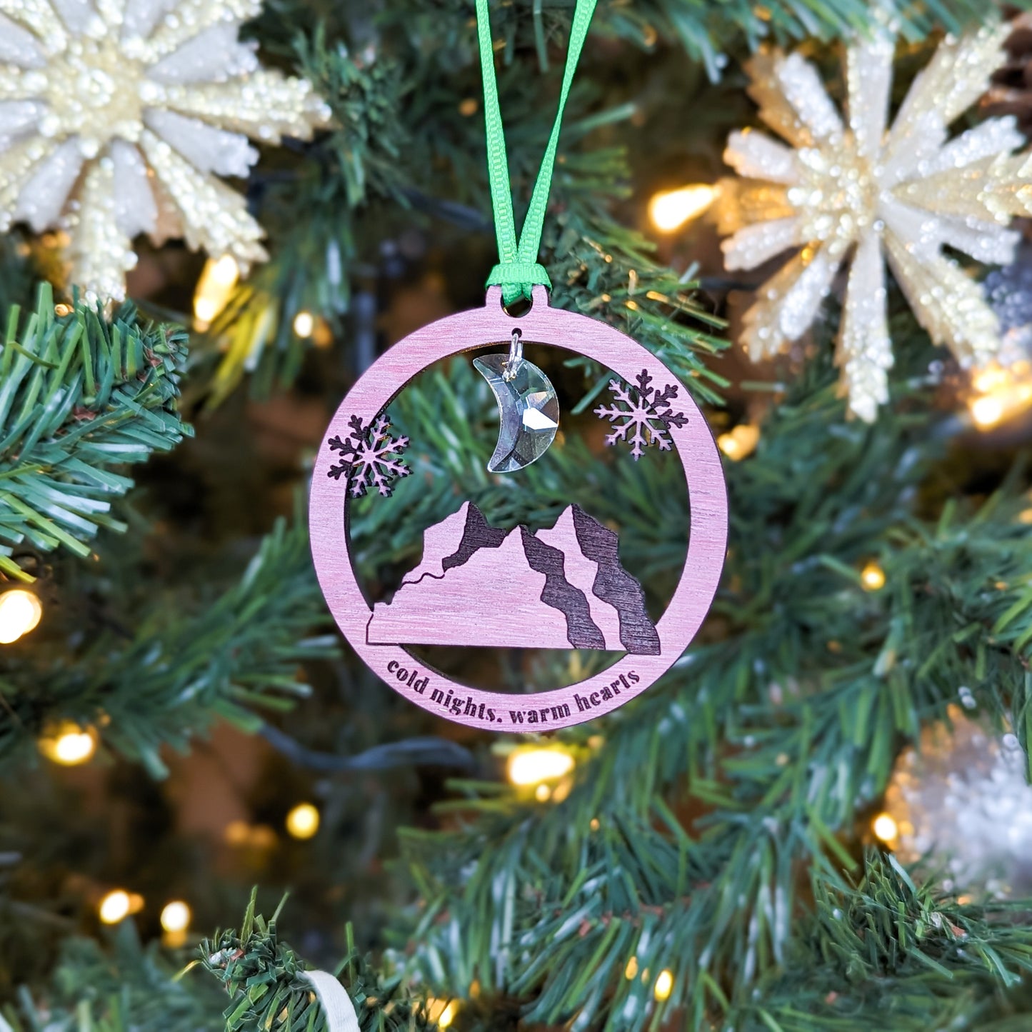 Purple Heart Hardwood Ornament - Mountains