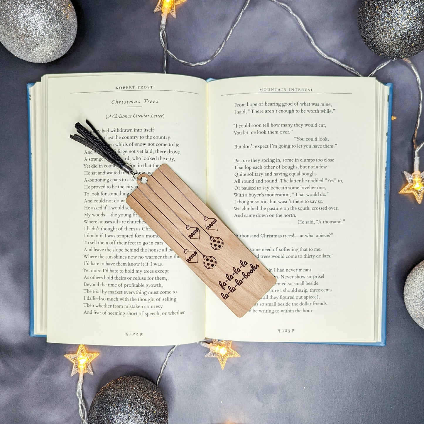 Cherry Wood Bookmark with Faux Leather Tassel - Ornaments