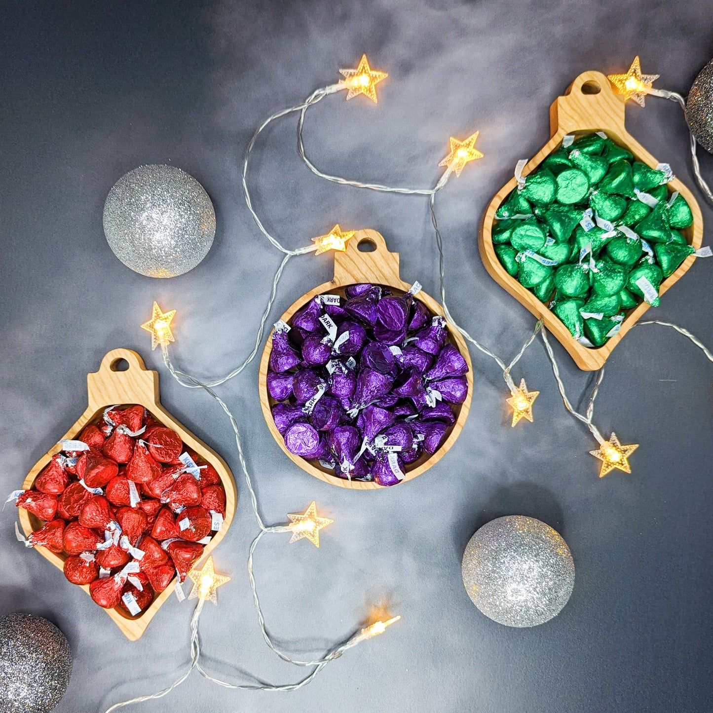 Cherry Hardwood Tray - Circle Ornament