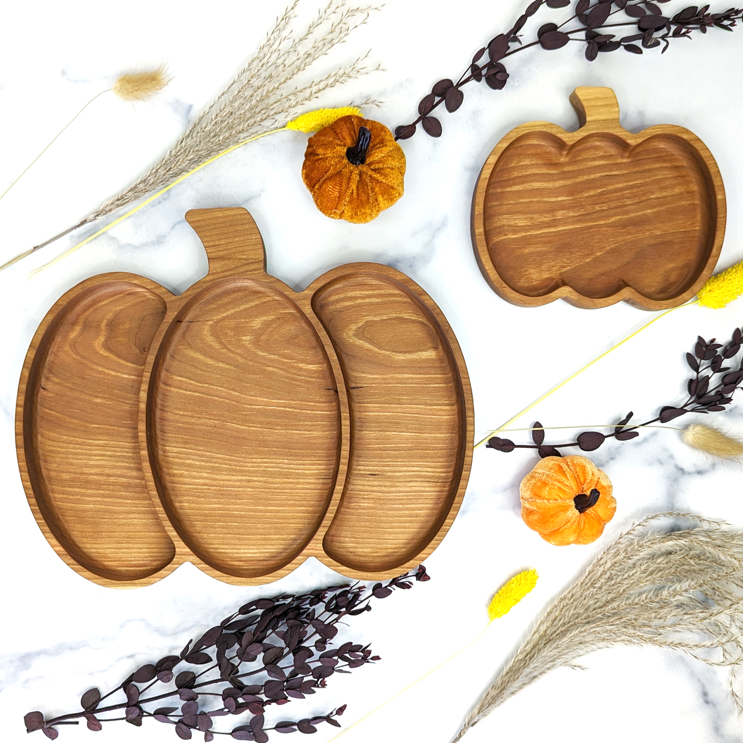 Cherry Hardwood Tray - Pumpkin- Small