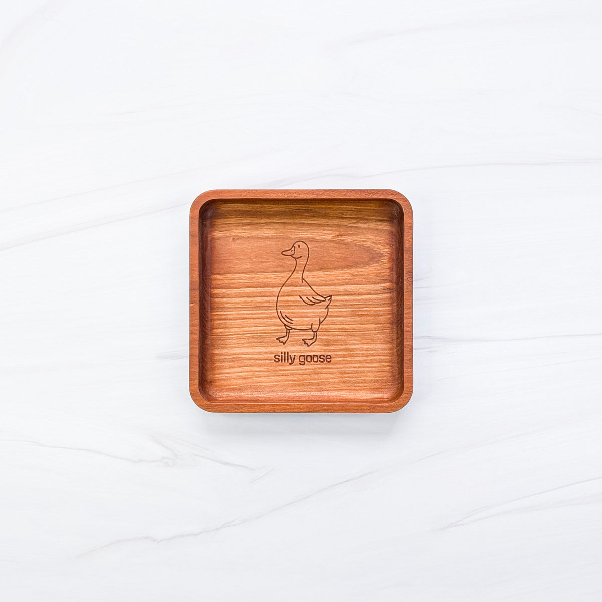 Cherry Hardwood Square Tray - Silly Goose