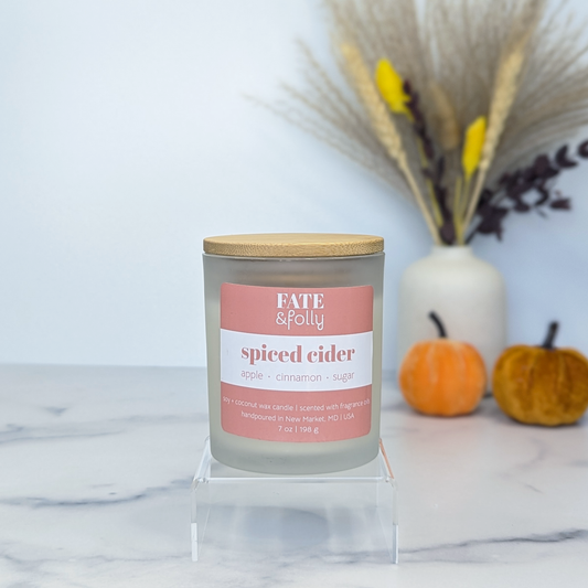 Premium Soy + Coconut Wax Candle with Wood Wick - Spiced Cider