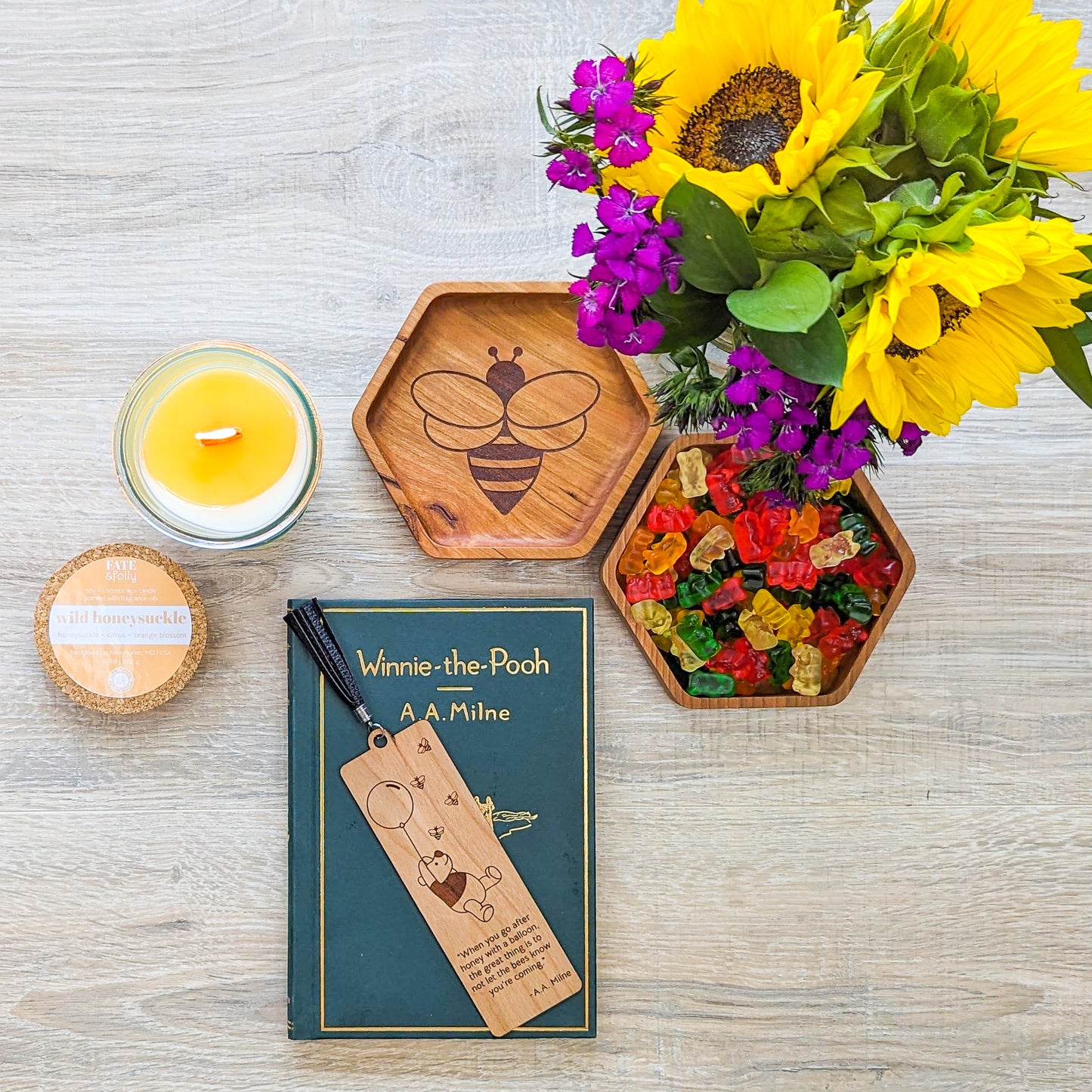 Cherry Wood Bookmark with Faux Leather Tassel - Winnie-the-Pooh
