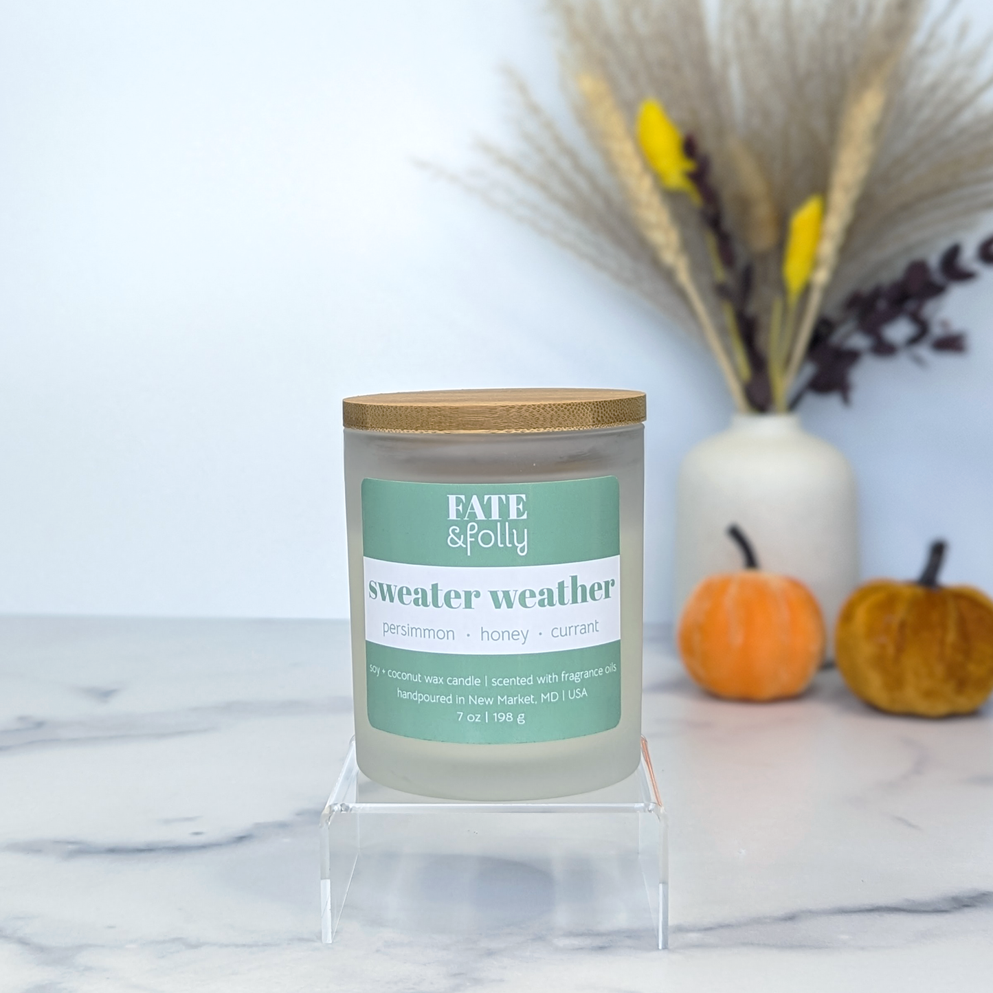 Premium Soy + Coconut Wax Candle with Wood Wick - Sweater Weather