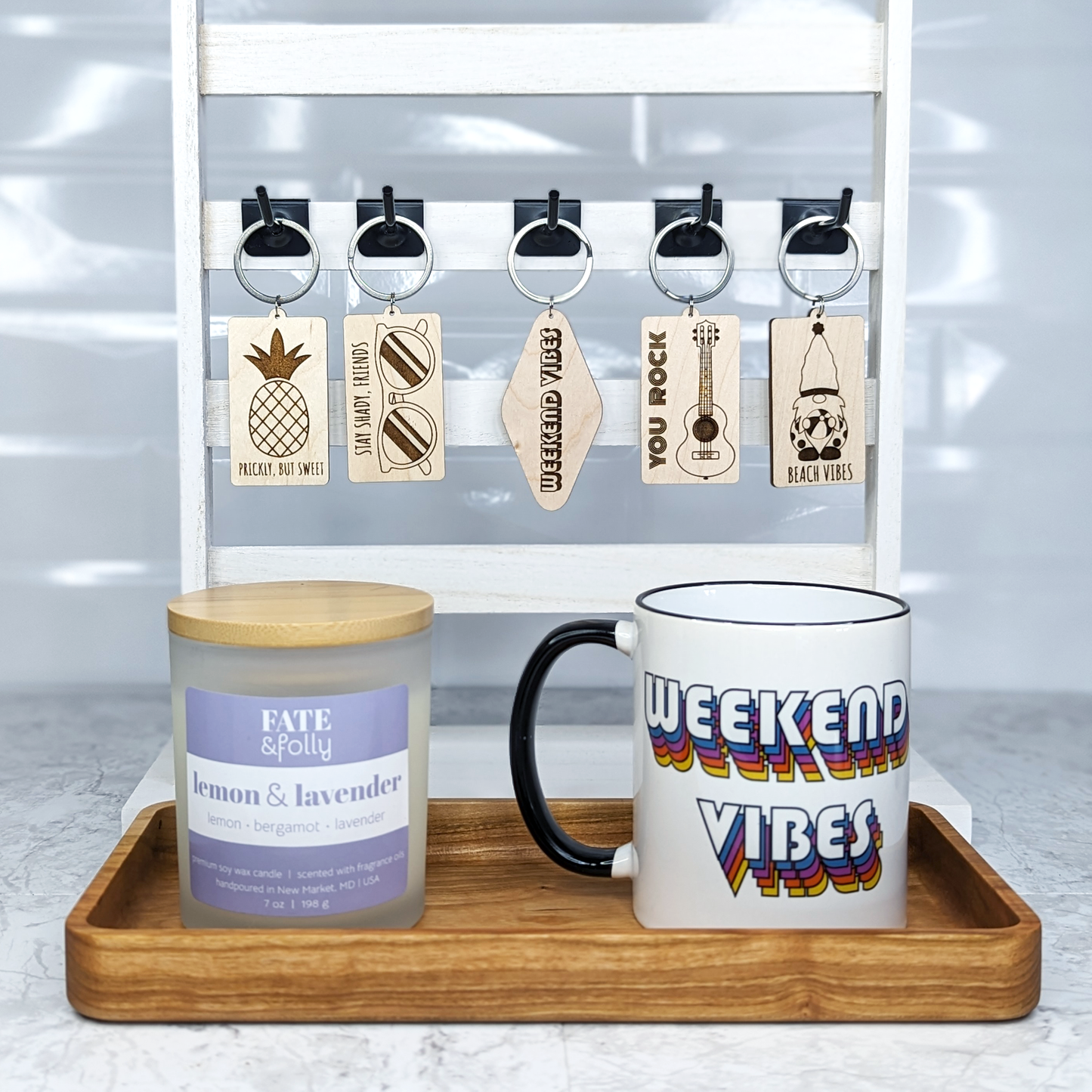 Maple Wood Keychain - Weekend Vibes