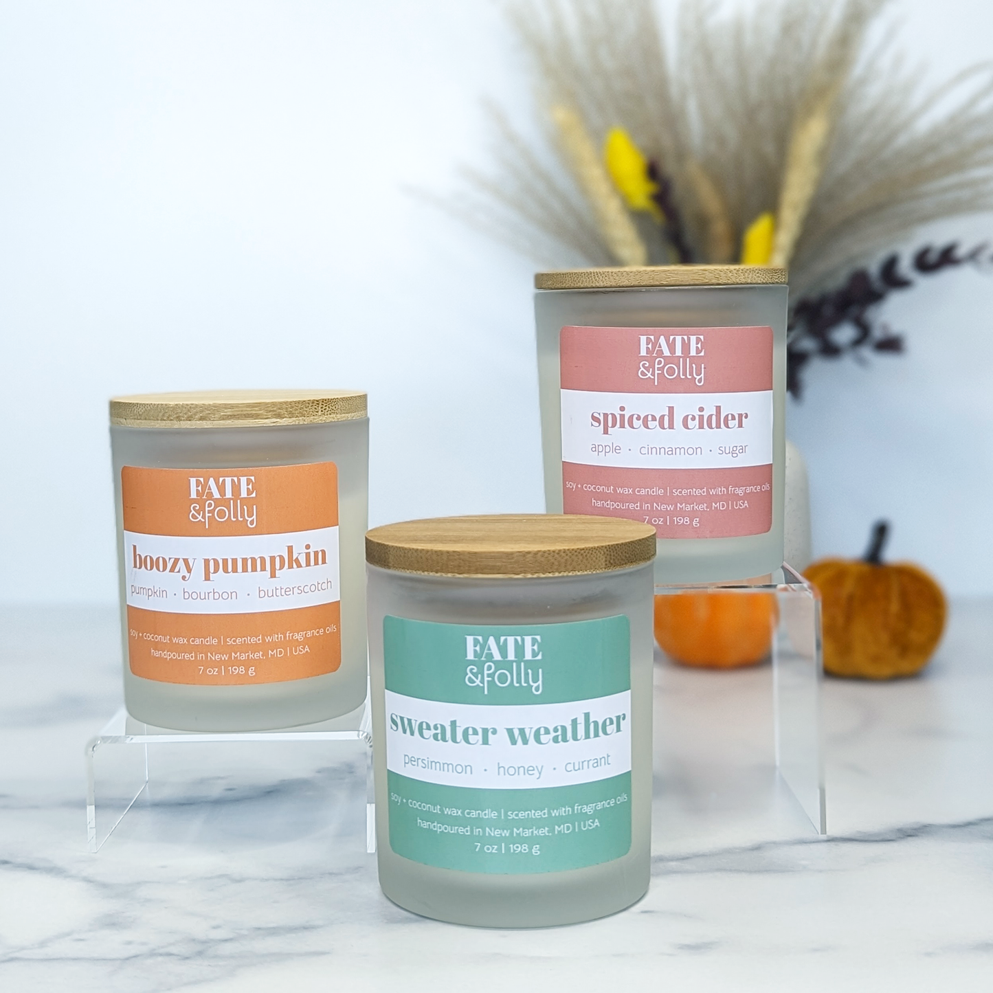 Premium Soy + Coconut Wax Candle with Wood Wick - Boozy Pumpkin