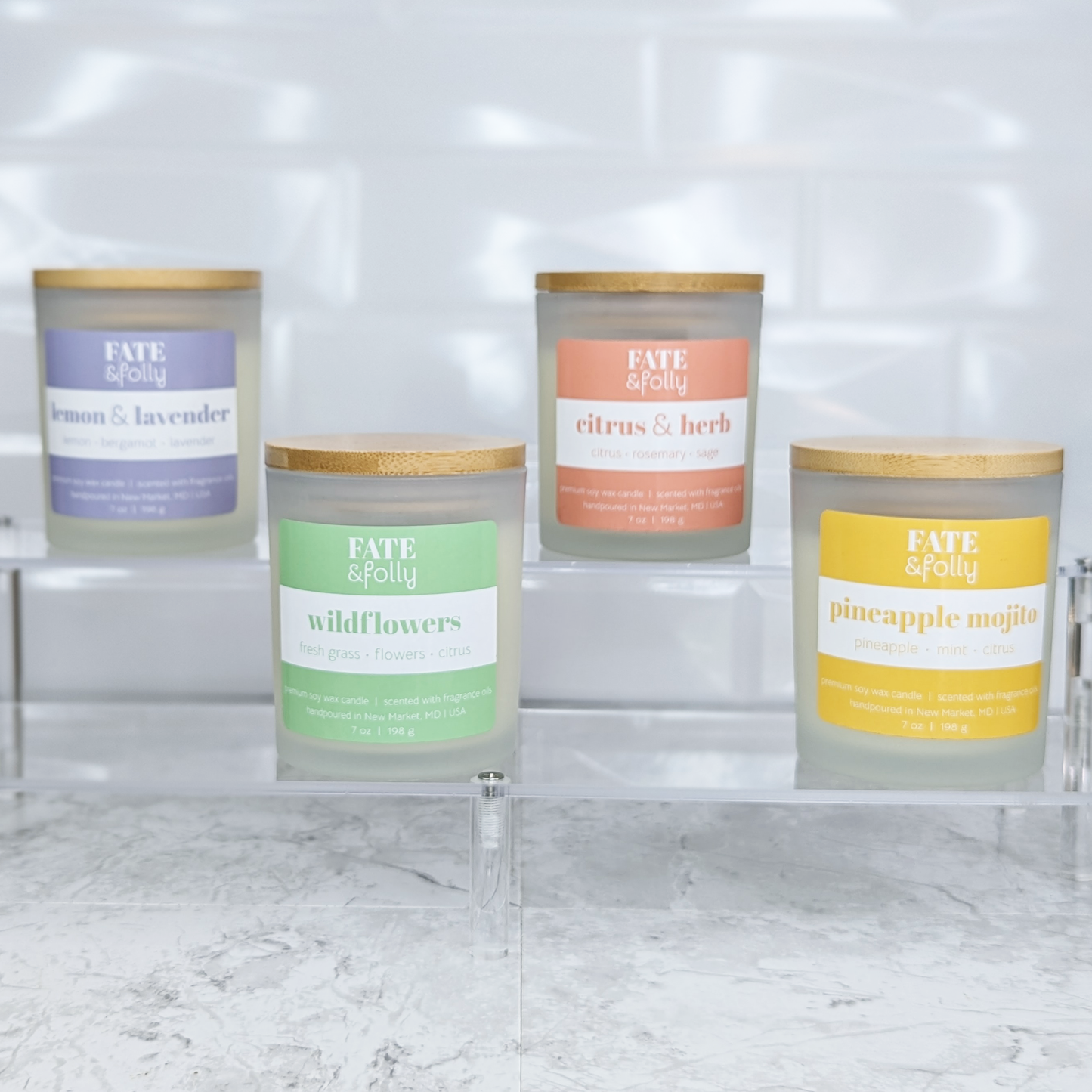 Premium Soy Wax Candle with Wood Wick - Citrus + Herb