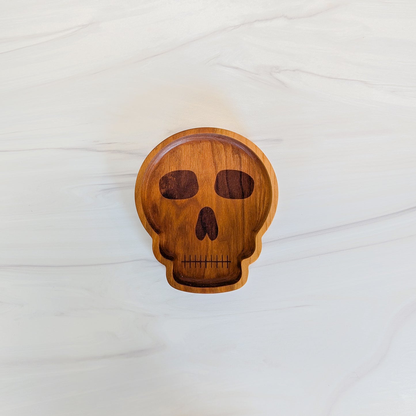 Cherry Hardwood Tray - Skull - Small