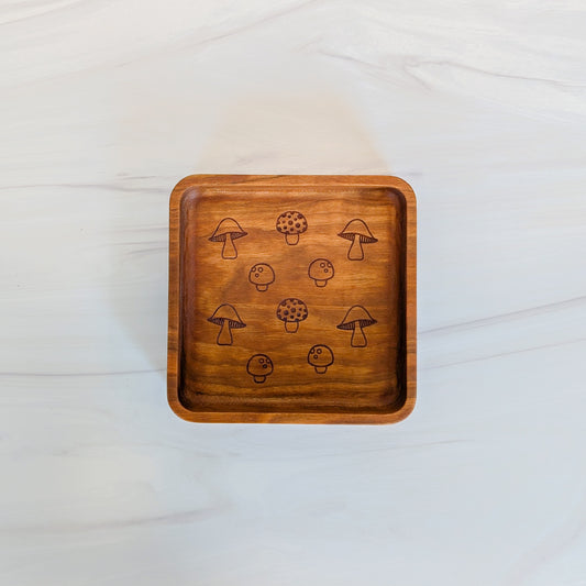 Cherry Hardwood Tray - Small Mushroom Square