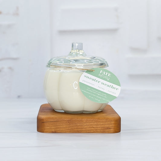 15oz Pumpkin - Premium Soy + Coconut Wax Candle with Wood Wick - Sweater Weather