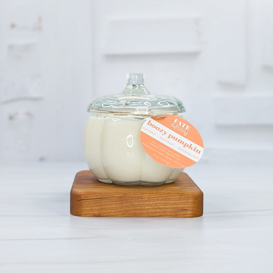 15oz Pumpkin - Premium Soy + Coconut Wax Candle with Wood Wick - Boozy Pumpkin