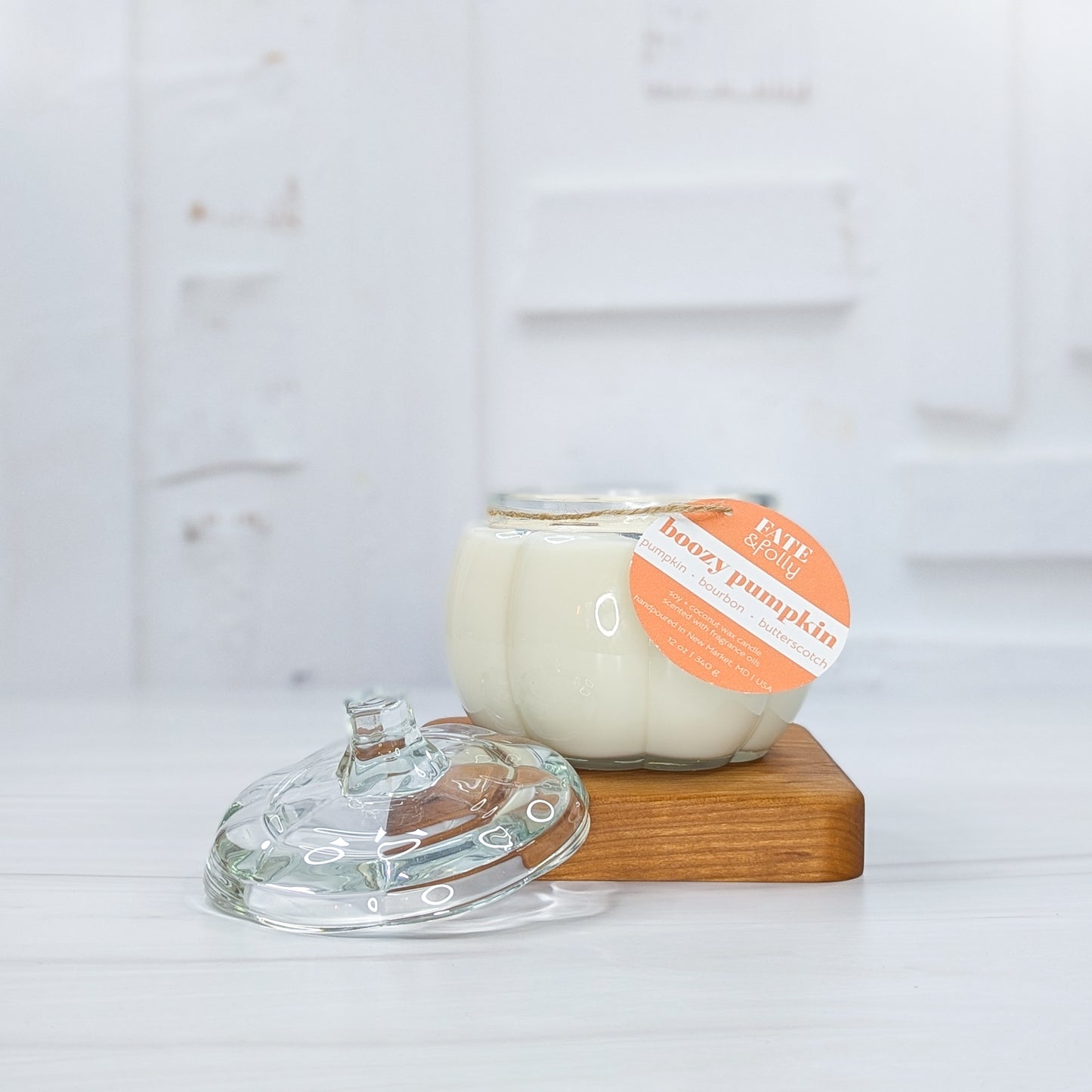 15oz Pumpkin - Premium Soy + Coconut Wax Candle with Wood Wick - Boozy Pumpkin