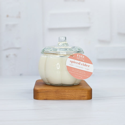15oz Pumpkin - Premium Soy + Coconut Wax Candle with Wood Wick - Spiced Cider