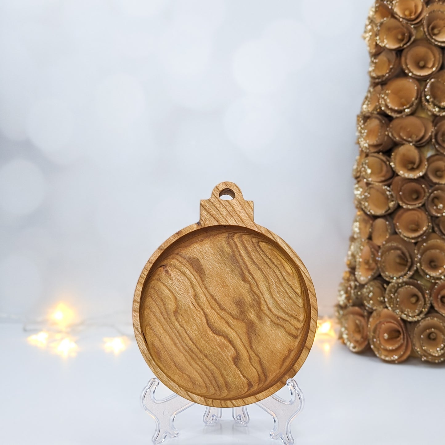 Cherry Hardwood Tray - Circle Ornament