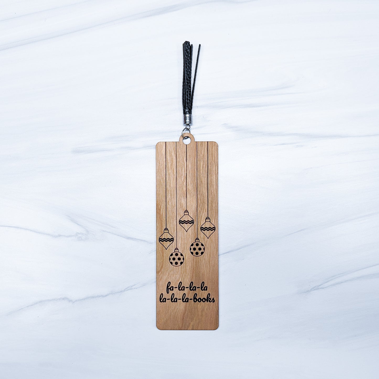 Cherry Wood Bookmark with Faux Leather Tassel - Ornaments