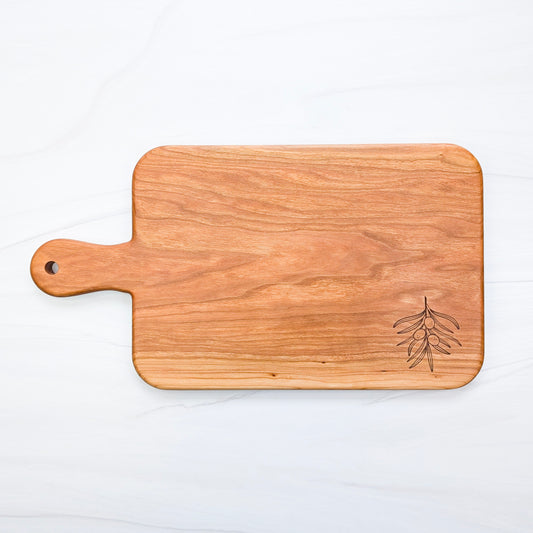 Cherry Hardwood Paddle Serving Board - Olive Branch