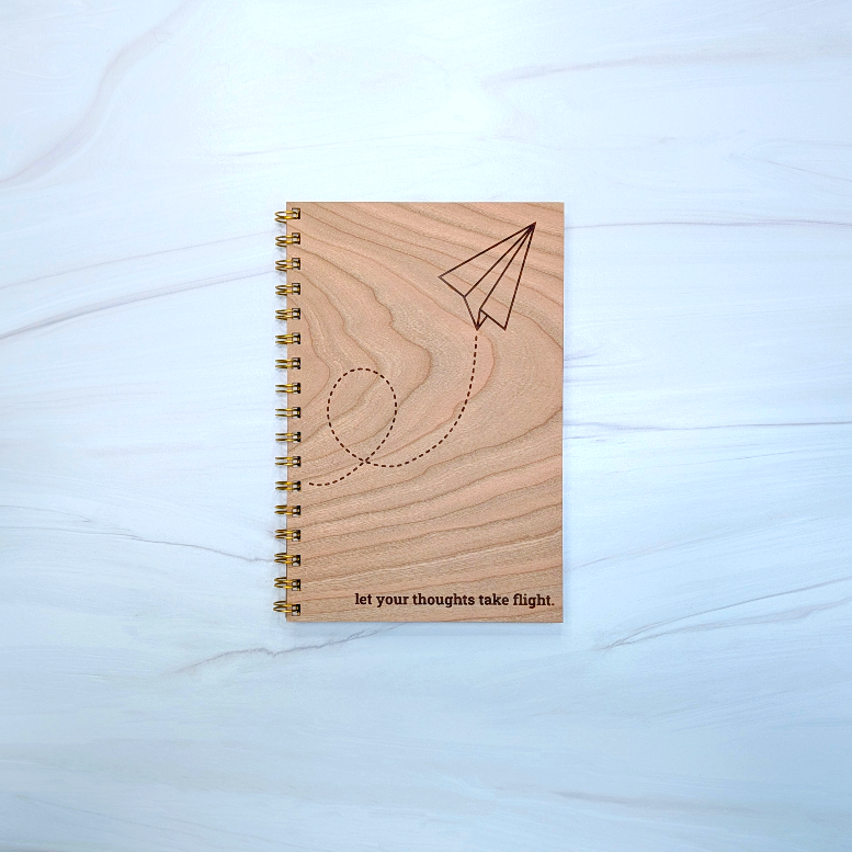 Cherry Wood Journal - Paper Plane
