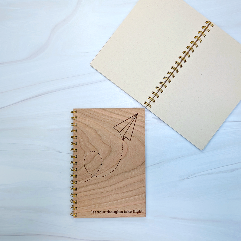 Cherry Wood Journal - Paper Plane