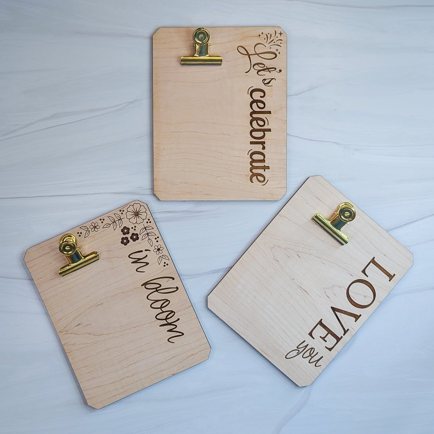 Maple Wood Clipboard Frame with Cherry Wood Stand - In Bloom