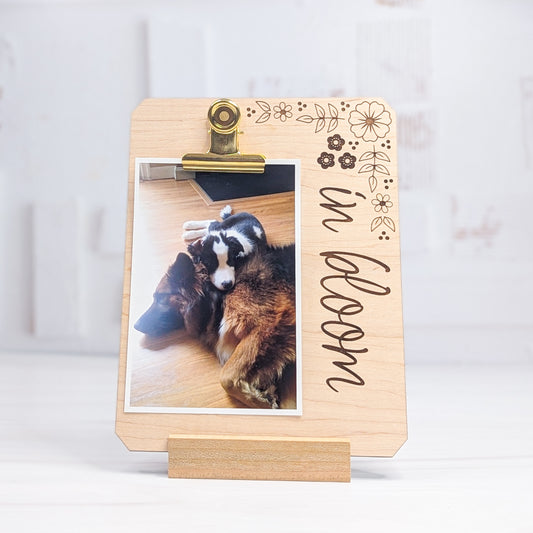 Maple Wood Clipboard Frame with Cherry Wood Stand - In Bloom