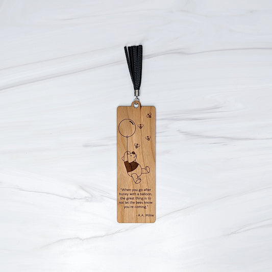 Cherry Wood Bookmark with Faux Leather Tassel - Winnie-the-Pooh