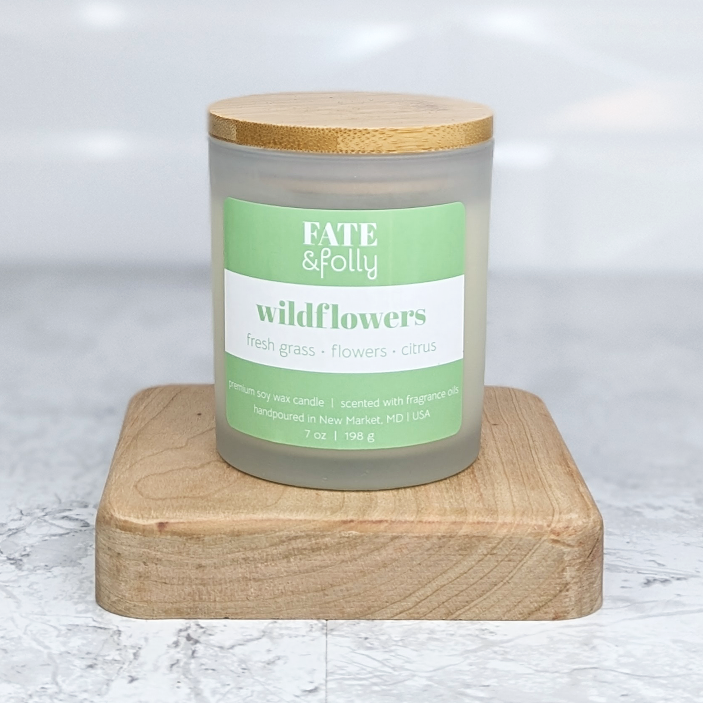 Premium Soy Wax Candle with Wood Wick - Wildflowers