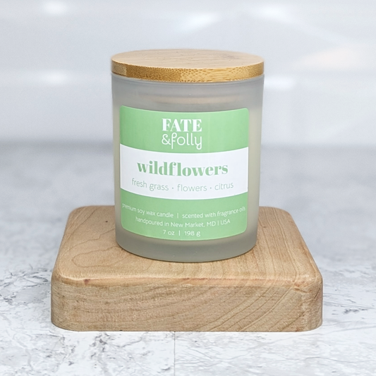 Premium Soy Wax Candle with Wood Wick - Wildflowers